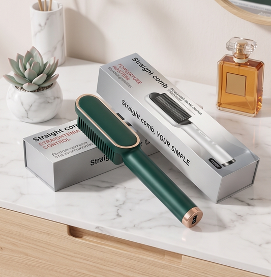 2-in-1 Electric Hair Straightening Comb & Styler | Fast PTC Heating & 5 Temp Controls 💇‍♀️✨