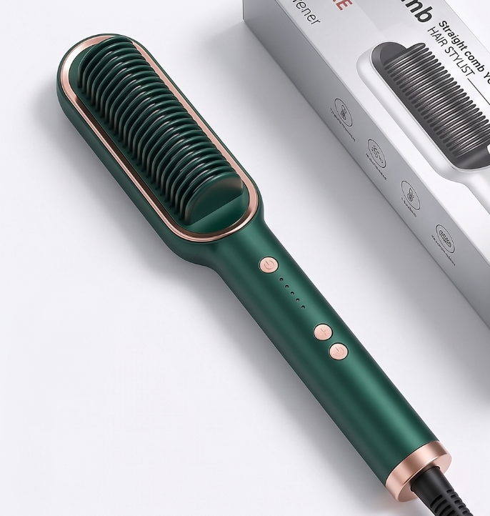 2-in-1 Electric Hair Straightening Comb & Styler | Fast PTC Heating & 5 Temp Controls 💇‍♀️✨