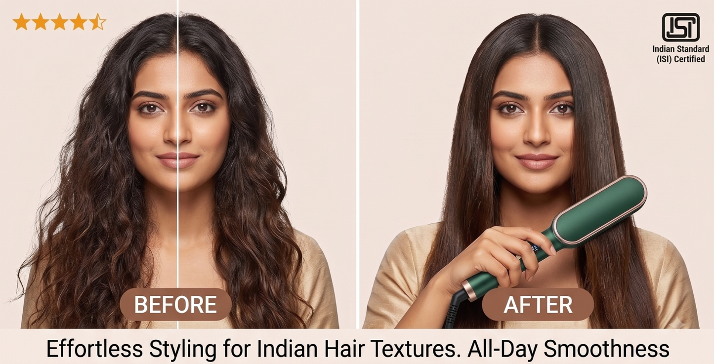 2-in-1 Electric Hair Straightening Comb & Styler | Fast PTC Heating & 5 Temp Controls 💇‍♀️✨
