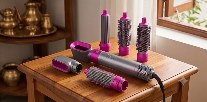 ✨ 5-in-1 Hot Air Styler & Hair Dryer Brush Set | Electric Airwrap Curler, Volumizer & Straightener Comb 💇‍♀️