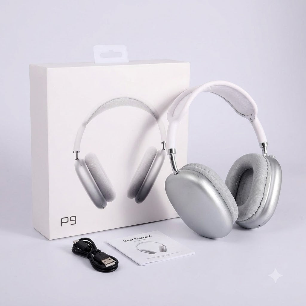 P9 Wireless Over-Ear Bluetooth Headphones | Noise Cancellation | Silver Edition